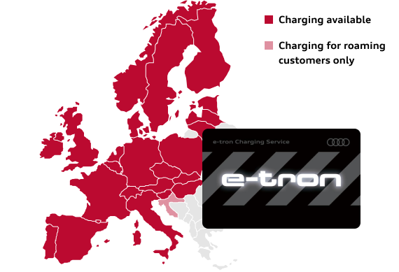 Mreža polnilnic Audi e-tron charging service na zemljevidu Evrope